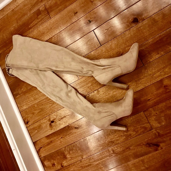 EXPRESS Over-the-Knee Taupe Suede Boots – Size 7 - Picture 1 of 3